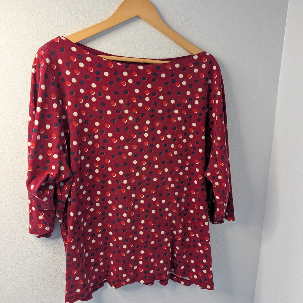 Lands’ End Red Polka Dot Knit Top | 3X Plus Size‎ (24W–26W)